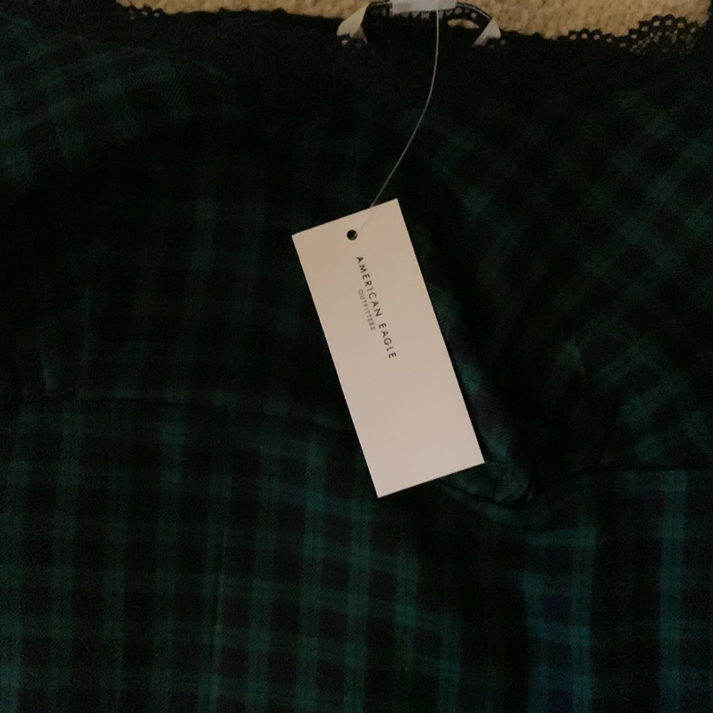 American Eagle Plaid Lace Slip Mini Dress - Picture 6 of 7